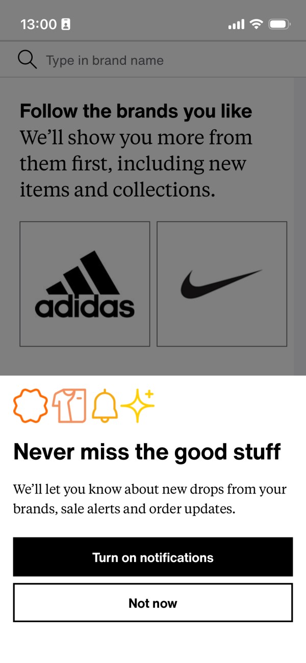 Aplikacja sklepu 4 Opcje personalizacji w aplikacji sklepu. Źródło: Zalando.com