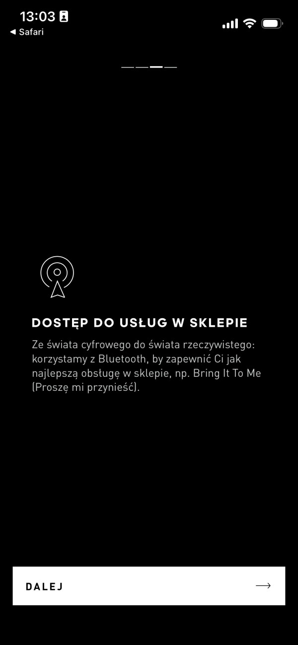 Aplikacja mobilna sklepu internetowego wykorzystująca lokalizację. Źródło: Adidas.pl