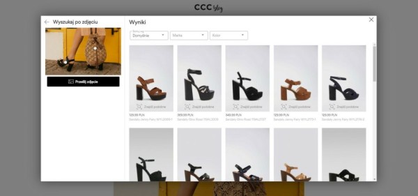 Wyszukiwanie obrazem AI w e-commerce. Źródło: Ccc.eu