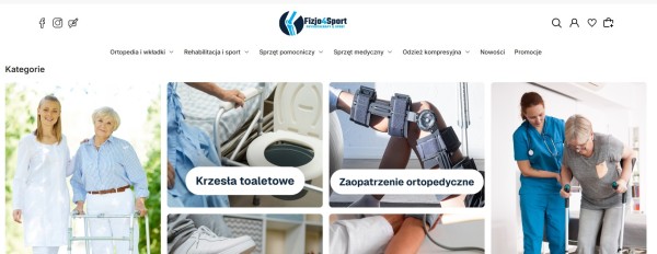 Niebieski to kolor zaufania i profesjonalizmu, który dominuje w sklepach internetowych z branży medycznej. Źródło: Fizjo4Sport