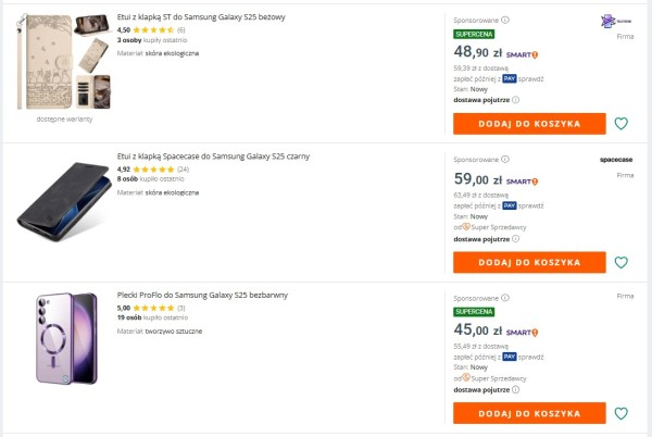 Prezentacja produktu w różnych płaszczyznach już na miniaturce ułatwia klientowi szybką ocenę i może zwiększyć szansę na przejście do oferty. Źródło: Allegro