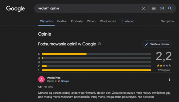 Marka Veclaim straciła dobrą opinię, gdy internautka odkryła, że ubrania reklamowane jako „Made in Poland” pochodzą z Chin 2/2