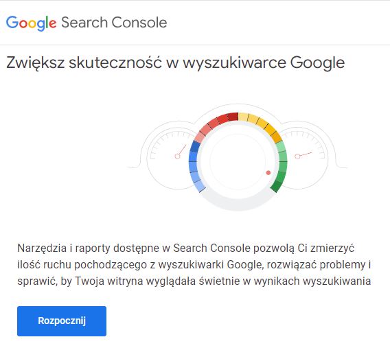 Pierwszy krok w zakładaniu Google Search Console dla sklepu internetowego.