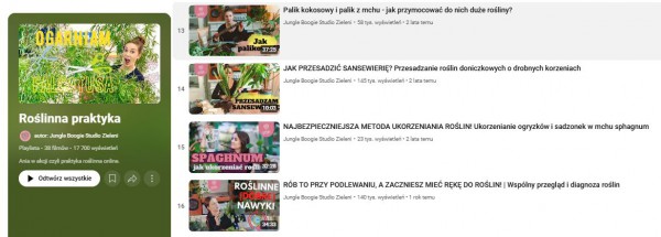 Prowadzenie sklepu internetowego z roślinami powinno obejmować publikacje materiałów edukacyjnych dla klientów na YouTubie.