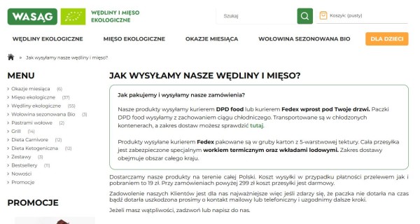 Sklep internetowy optymalizuje czas i koszt obsługi klientów, odpowiadając na pytania o pakowanie zamówień na stronie. Źródło: Wasąg