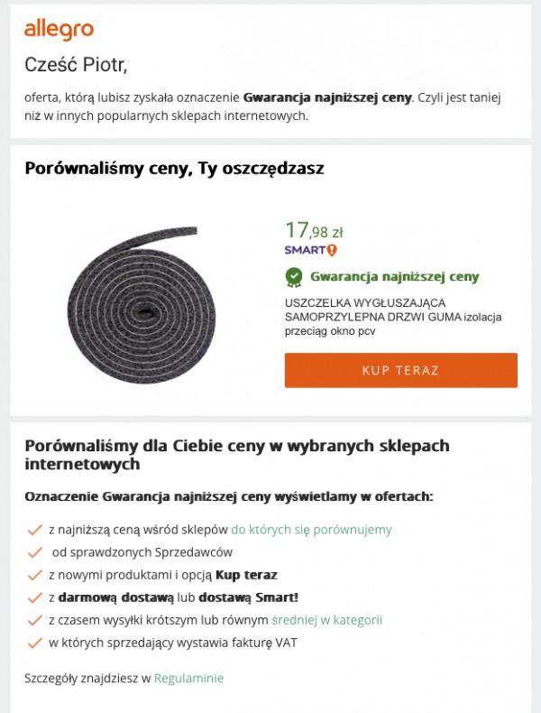 Newsletter wykorzystujący dynamiczną zawartość.