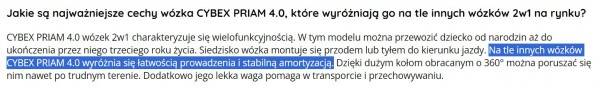 Opis produktu sugeruje, że inne wózki dziecięce są niestabilne i utrudniają manewrowanie.