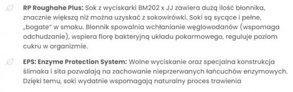 Producent wyciskarki neutralnie opisuje wartości domowych soków.