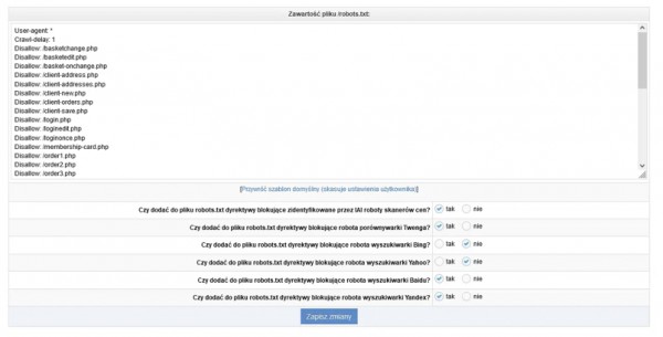 Edycja pliku robots.txt przy pozycjonowaniu IdoSell.