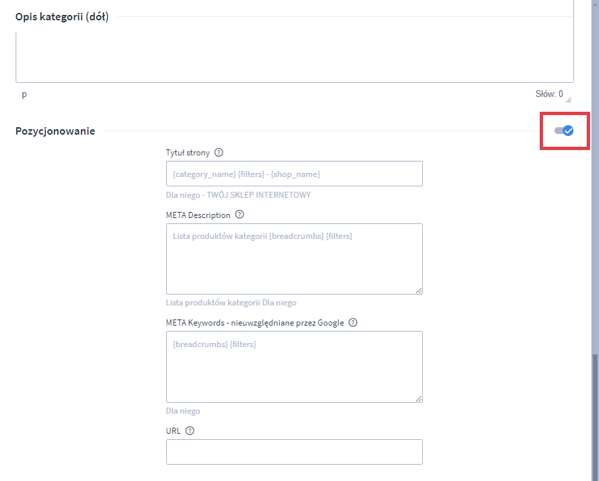 Ustawienia pozycjonowania Shoper dla kategorii produktowych