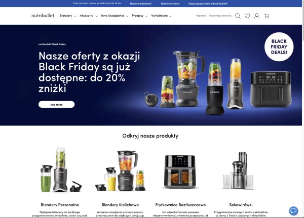 Przykładowy sklep WooCommerce. Źródło: Nutribullet.com