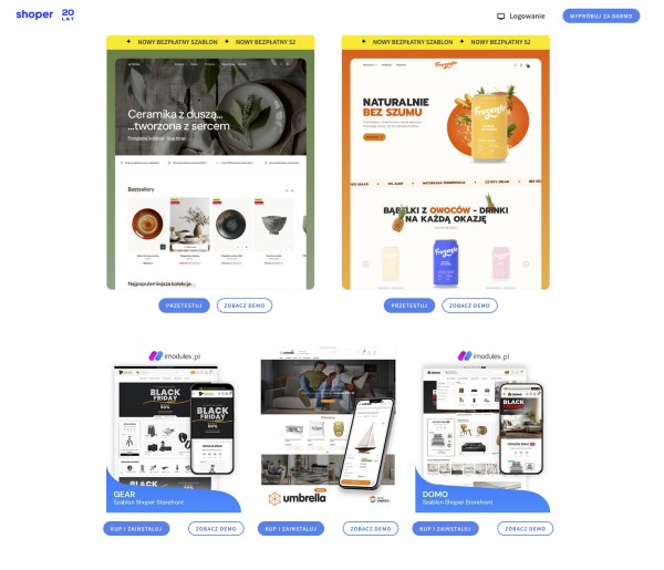 Szablony sklepów internetowych Shoper. Źródło: Shoper.pl