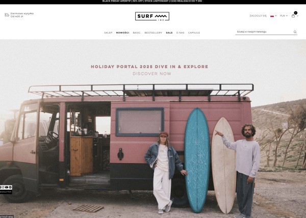 Sklep PrestaShop znanej marki niszowej. Źródło: Surf.inc