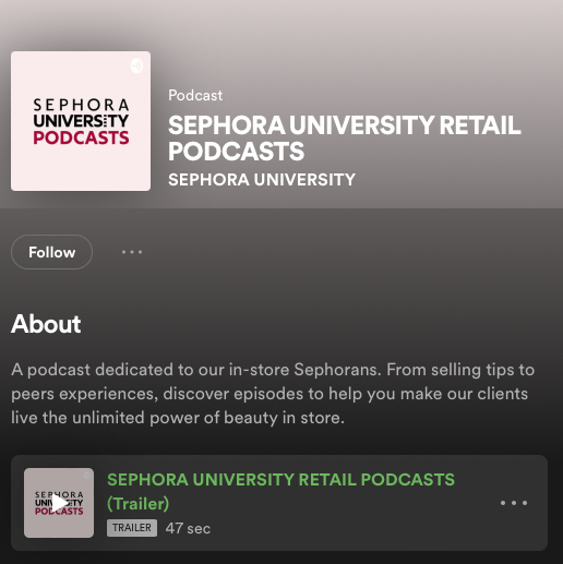 Podcast skierowany do potencjalnych klientów sklepu Sephora.