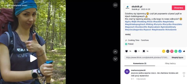 Naturalna prezentacja używania produktu w warunkach terenowych. Źródło: TikTok