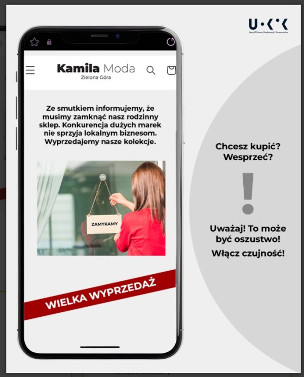 UOKiK ostrzega przed trendem nieuczciwych sklepów internetowych, które podszywają się pod małe, rodzinne marki. Źródło: UOKiK