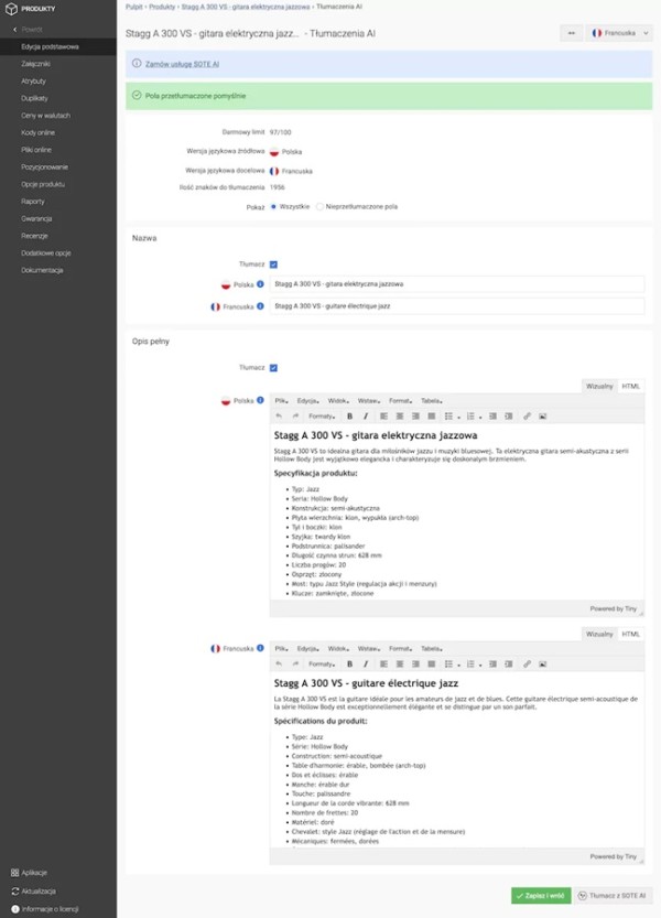 Opis produktowy przetłumaczony automatycznie przez AI. Źródło: Sote.pl